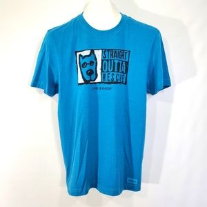 Life Is Good Shirt Men's Size Small Straight Outta Rescue Dog Tee.